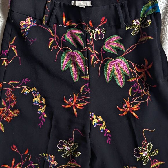 H&M Floral Print High Waist Pants Size 6 Wide Leg Ankle Palazzo Side Zip - Picture 7 of 7